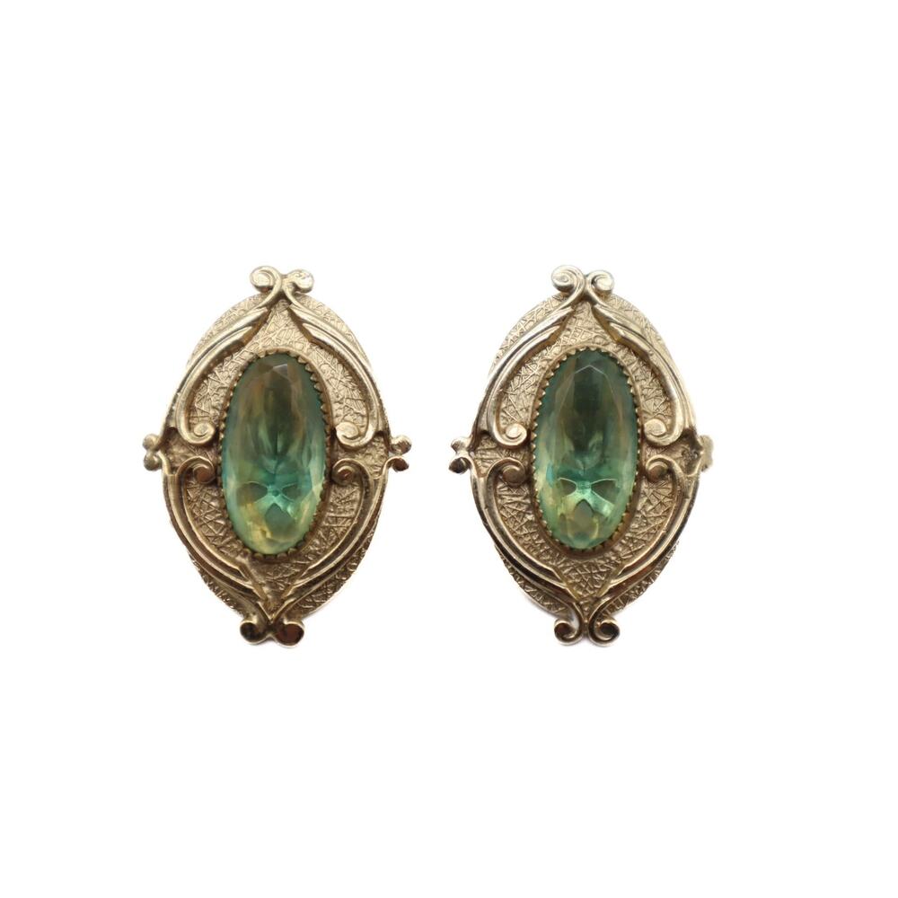 Whiting & Davis Vintage Gem Clip On Earrings